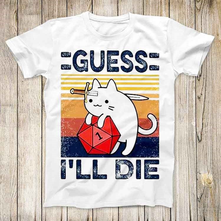 Cute Cat Guess I Ll Die D&D Vi - Retro Gaming Style review and price